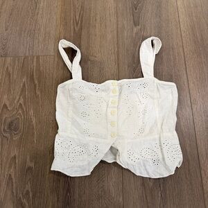 Free People Cream Smocked Tank Top M